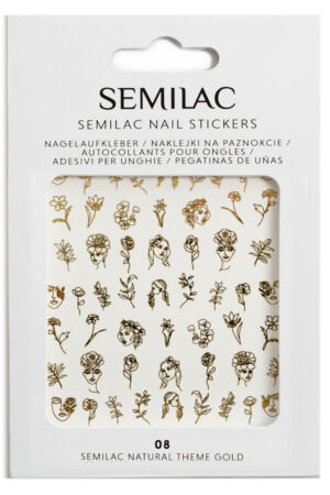 Pegatinas Semilac 08 Nail Stickers Natural Theme Gold