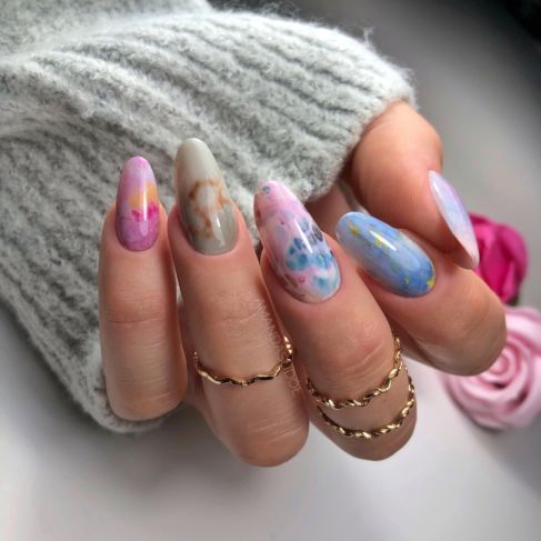 09 Decoraciones Semilac Foil Pink & Blue Marble - Imagen 2
